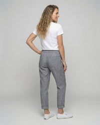 Roxane Casual Linen Blend Trousers with Drawstring Waist and Side Pockets