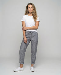 Roxane Casual Linen Blend Trousers with Drawstring Waist and Side Pockets