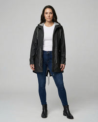 Roxane Coat with Hood in Black
