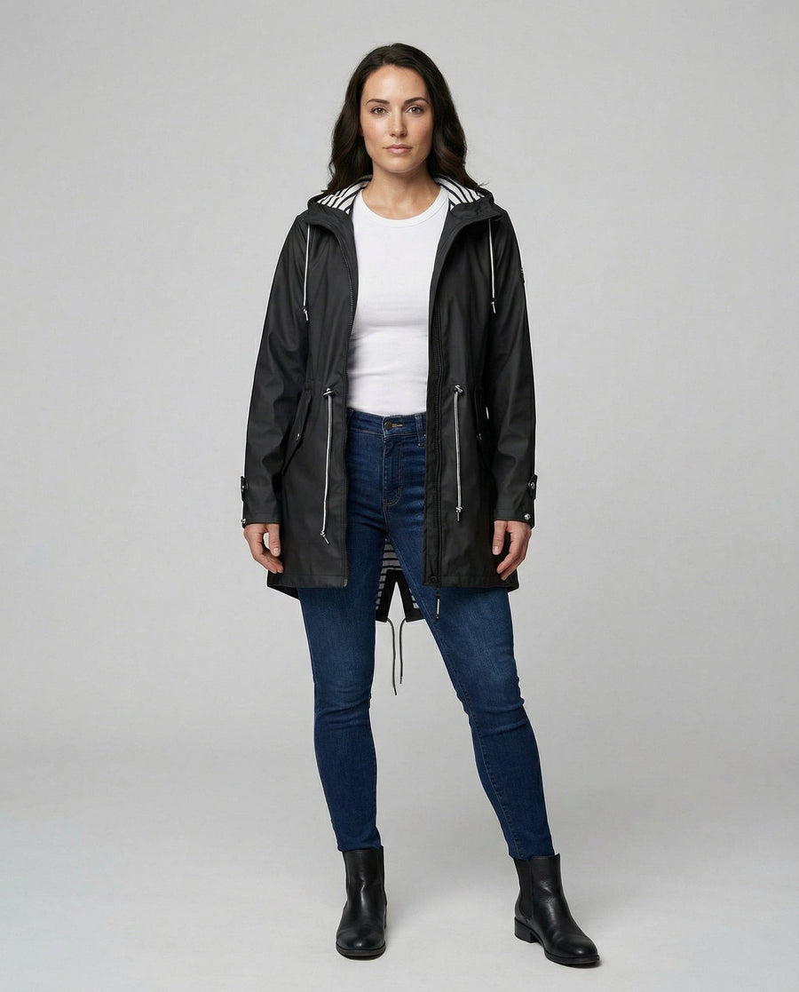 Roxane Coat with Hood in Black