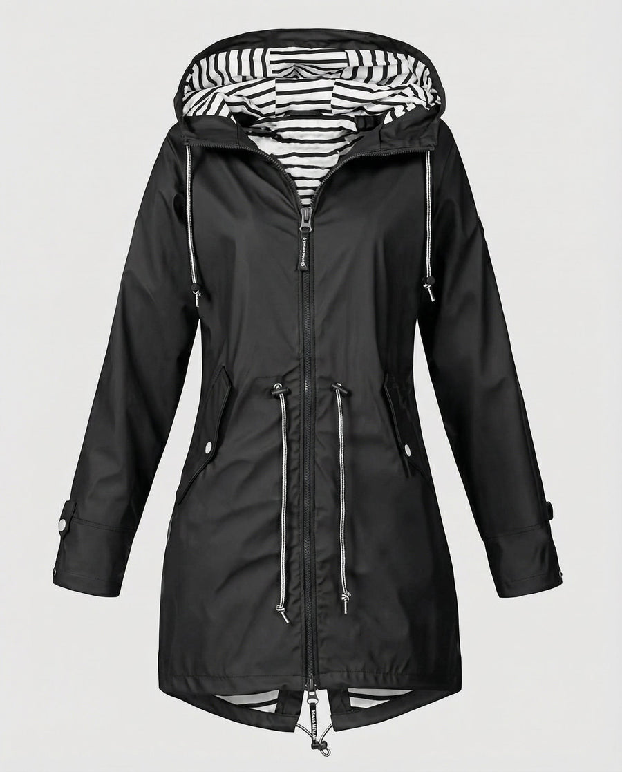 Roxane Coat with Hood in Black