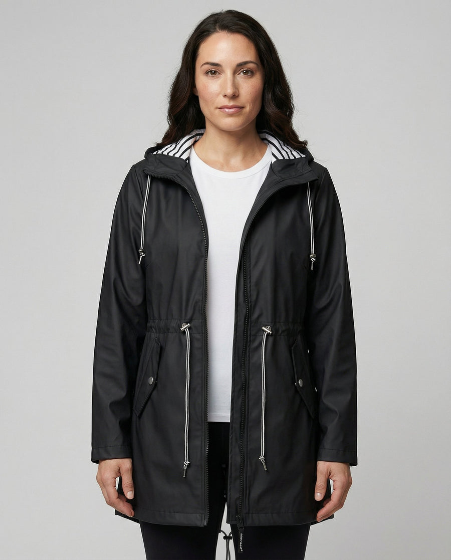 Roxane Coat with Hood in Black
