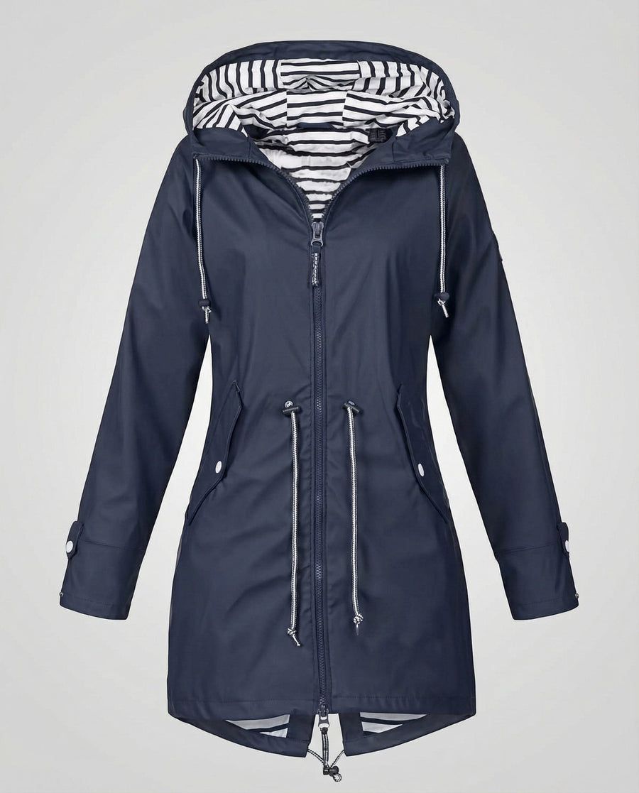 Roxane Coat with Hood in Navy