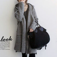 Roxane Knit Cardigan with Hood in Grey