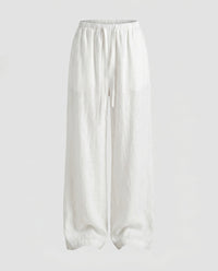 Roxane Linen Trousers with Elastic Waist in White