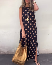 Roxane™ Maxi dress with a slit and polka dots in Black