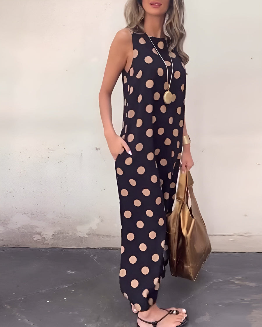 Roxane™ Maxi dress with a slit and polka dots in Black