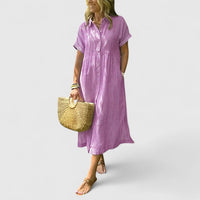 Lydia | Women's Relaxed Striped Shirt Midi Dress