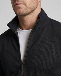 Ruben Comfortable Cotton Blend Suit with Zip Front in Deep Black