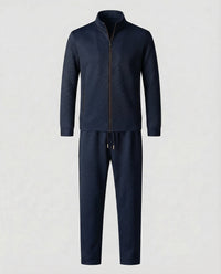 Ruben Comfortable Cotton Blend Suit with Zip Front in Deep Black