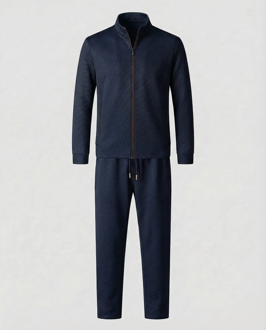 Ruben Comfortable Cotton Blend Suit with Zip Front in Deep Black