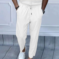 Ruben Lightweight Linen Trousers with Drawstring Waist and Elastic Waist