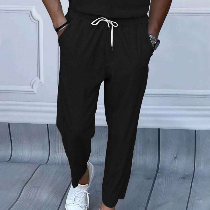 Ruben Lightweight Linen Trousers with Drawstring Waist and Elastic Waist