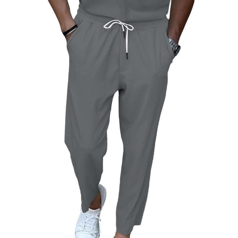 Ruben Lightweight Linen Trousers with Drawstring Waist and Elastic Waist