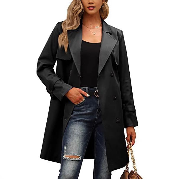 Ruby Elegant Trench Coat with Button Front