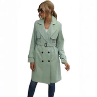 Ruby Elegant Trench Coat with Button Front in Light Green