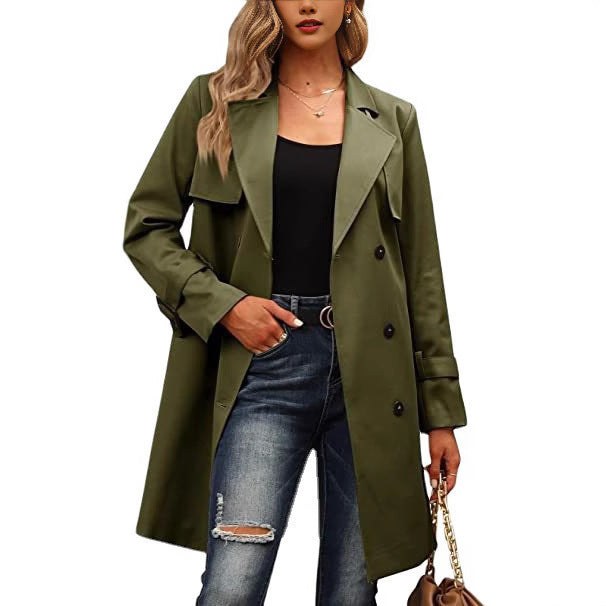 Ruby Elegant Trench Coat with Button Front