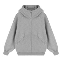 Ruby Jacket with Zip Front and Hood in Light Grey