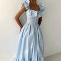Ruby Maxi Dress with Button Front and Ruffles