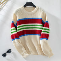 Ruby Relaxed Knit Sweater with Crew Neck in Apricot