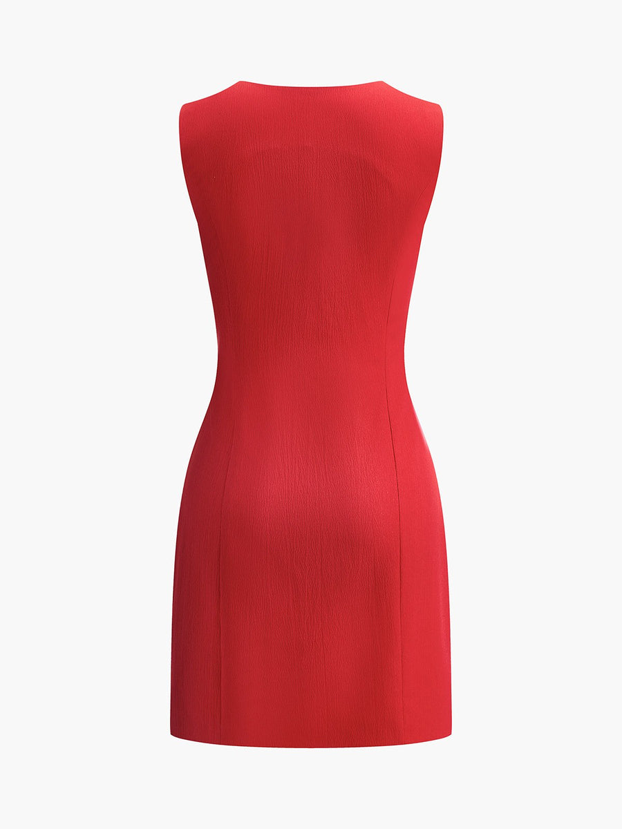 Ruby Women's V-Neck Sleeveless Mini Dress Fitted Summer in Black