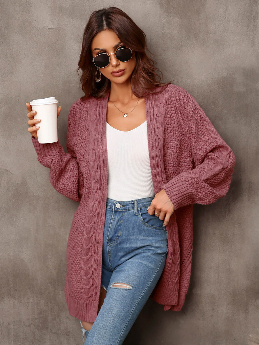 Ludlow Cable Knit Cardigan in Blush