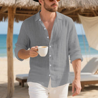Rutger Casual Linen Shirt in Grey