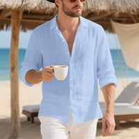 Rutger Casual Linen Shirt in Light Blue