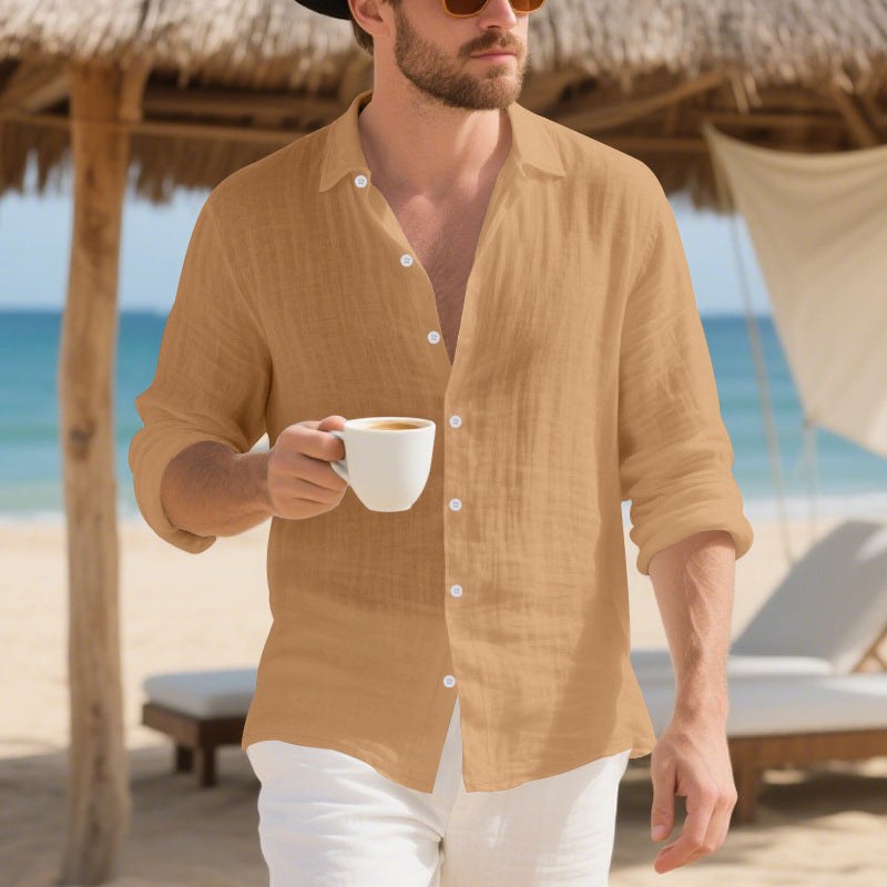 Rutger Casual Linen Shirt in Ochre