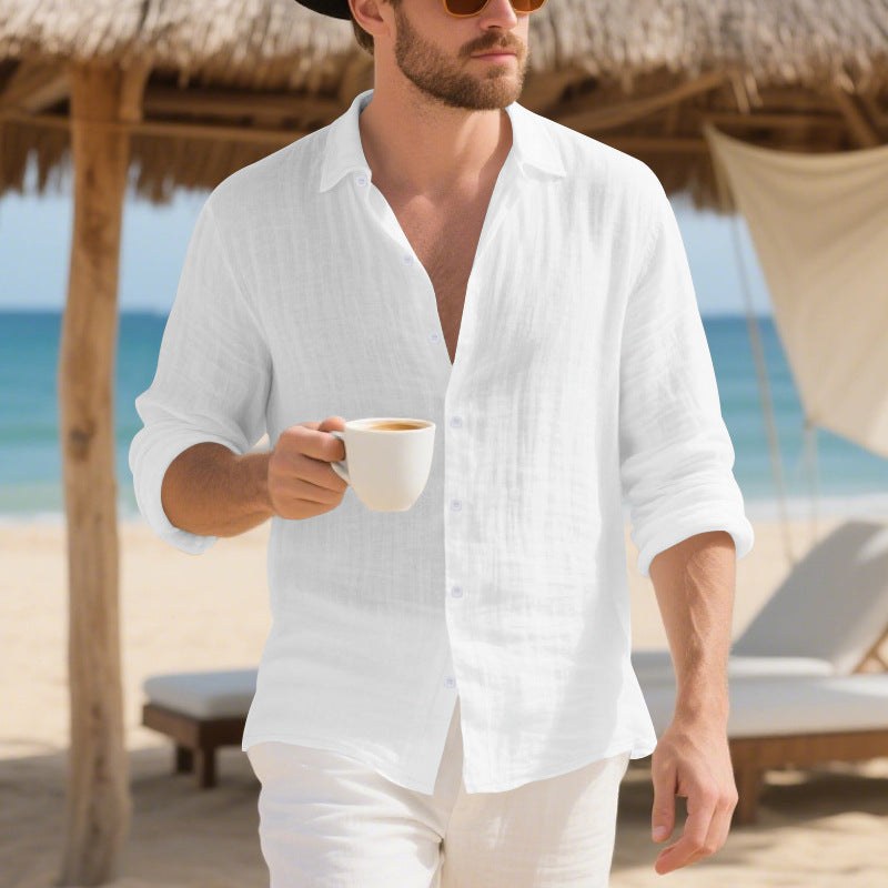 Rutger Casual Linen Shirt in White