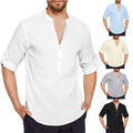 Rutger Linen Shirt with Stand Collar and Button Front