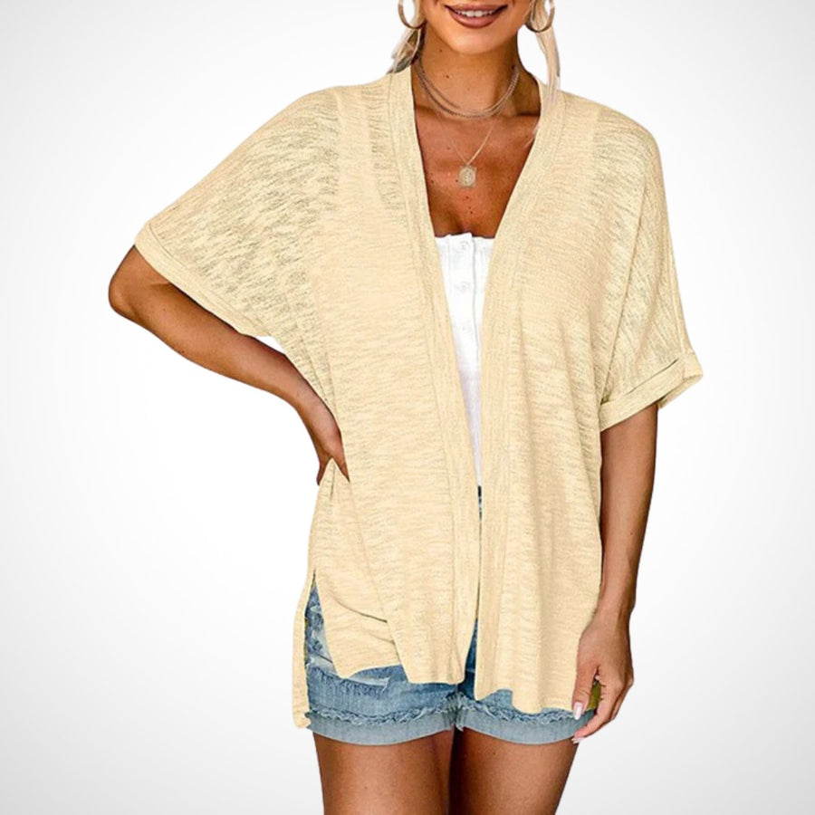 Ruth™ Stylish Flowy Short Sleeve Cardigan in Apricot