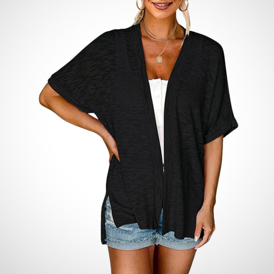Ruth™ Stylish Flowy Short Sleeve Cardigan in Black