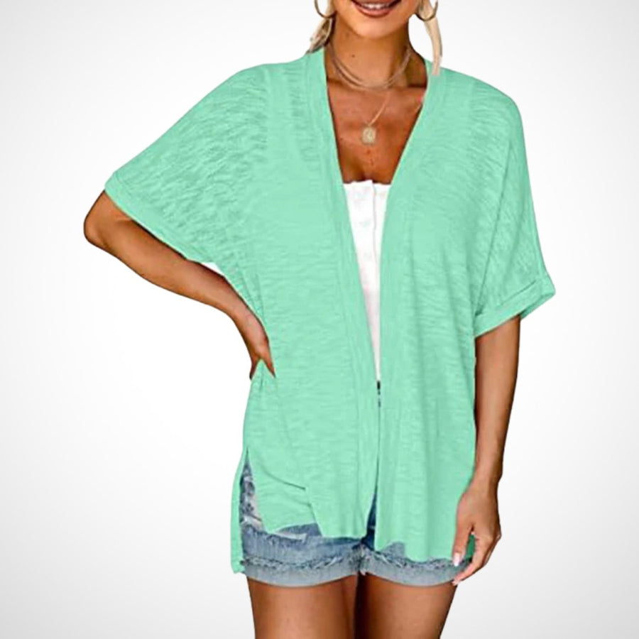 Ruth™ Stylish Flowy Short Sleeve Cardigan in Light Green