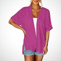 Ruth™ Stylish Flowy Short Sleeve Cardigan in Magenta