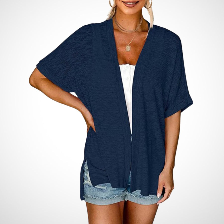 Ruth™ Stylish Flowy Short Sleeve Cardigan in Navy Blue