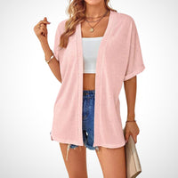Ruth™ Stylish Flowy Short Sleeve Cardigan in Pink
