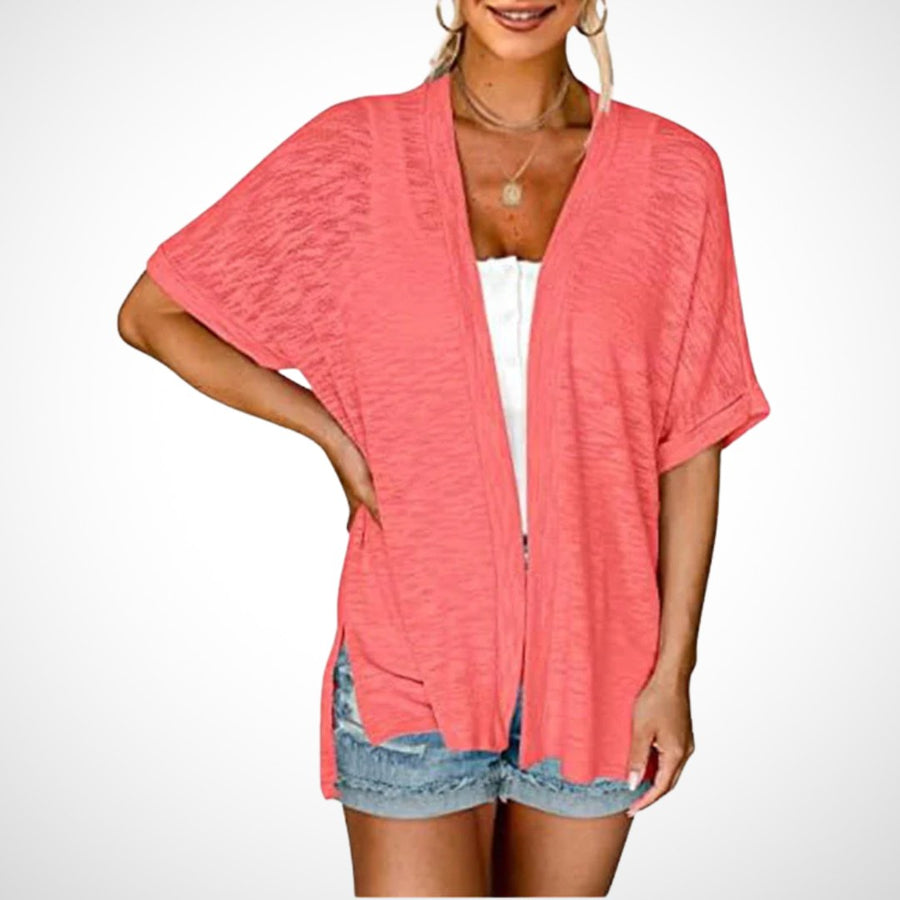 Ruth™ Stylish Flowy Short Sleeve Cardigan in Watermelon Red