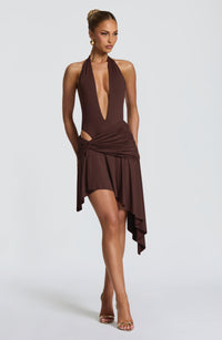 Jacinta Mini Skirt in Plum Brown