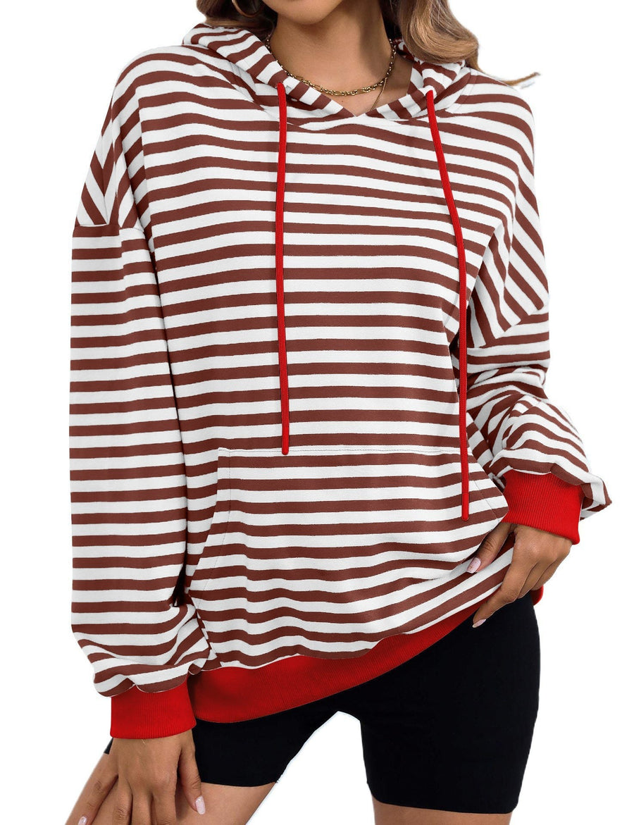 Saar Casual Hoodie with Hood in Brown