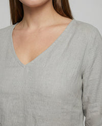 Saar Casual Linen Blend Dress with V-Neck and Side Pockets