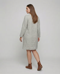 Saar Casual Linen Blend Dress with V-Neck and Side Pockets