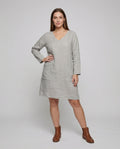 Saar Casual Linen Blend Dress with V-Neck and Side Pockets