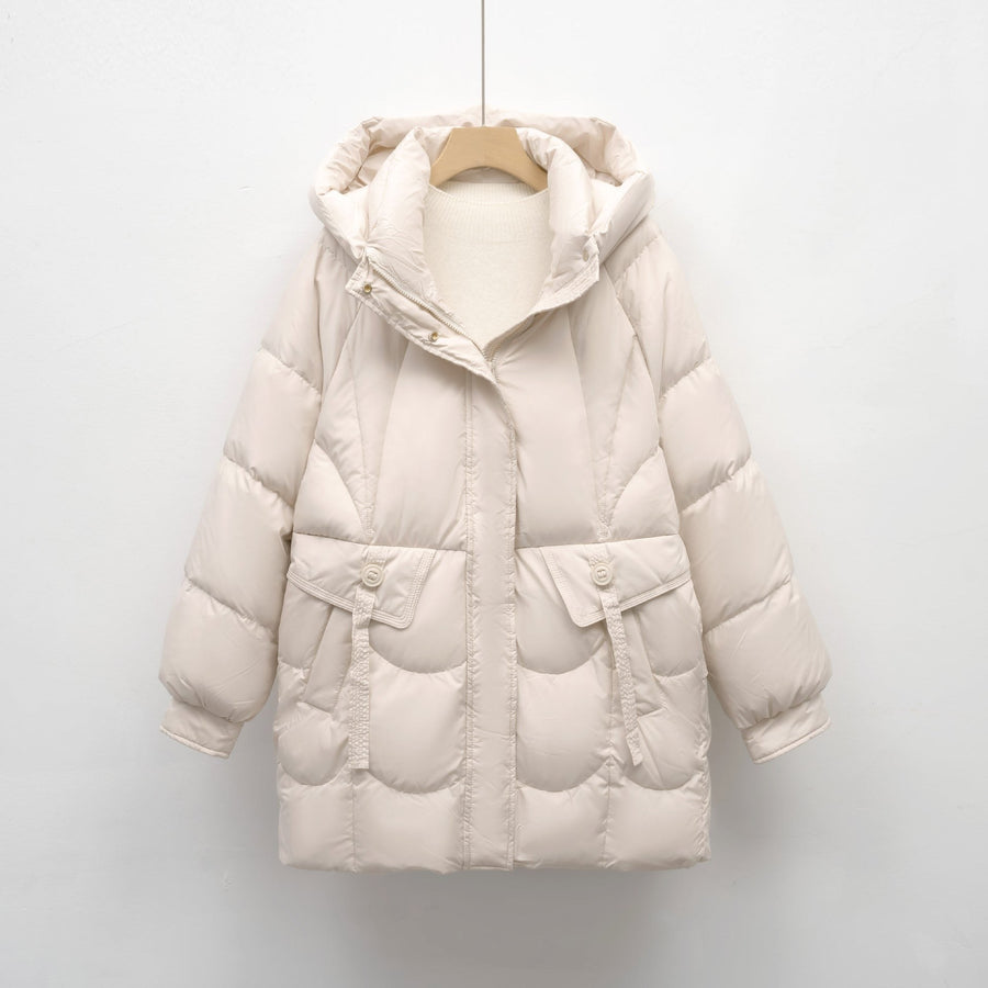 Saar Comfortable Quilted Jacket with Hood in Beige