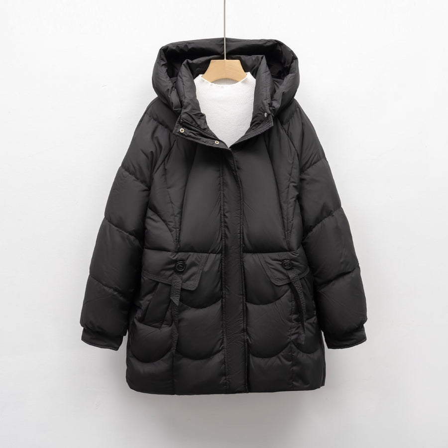 Saar Comfortable Quilted Jacket with Hood in Black