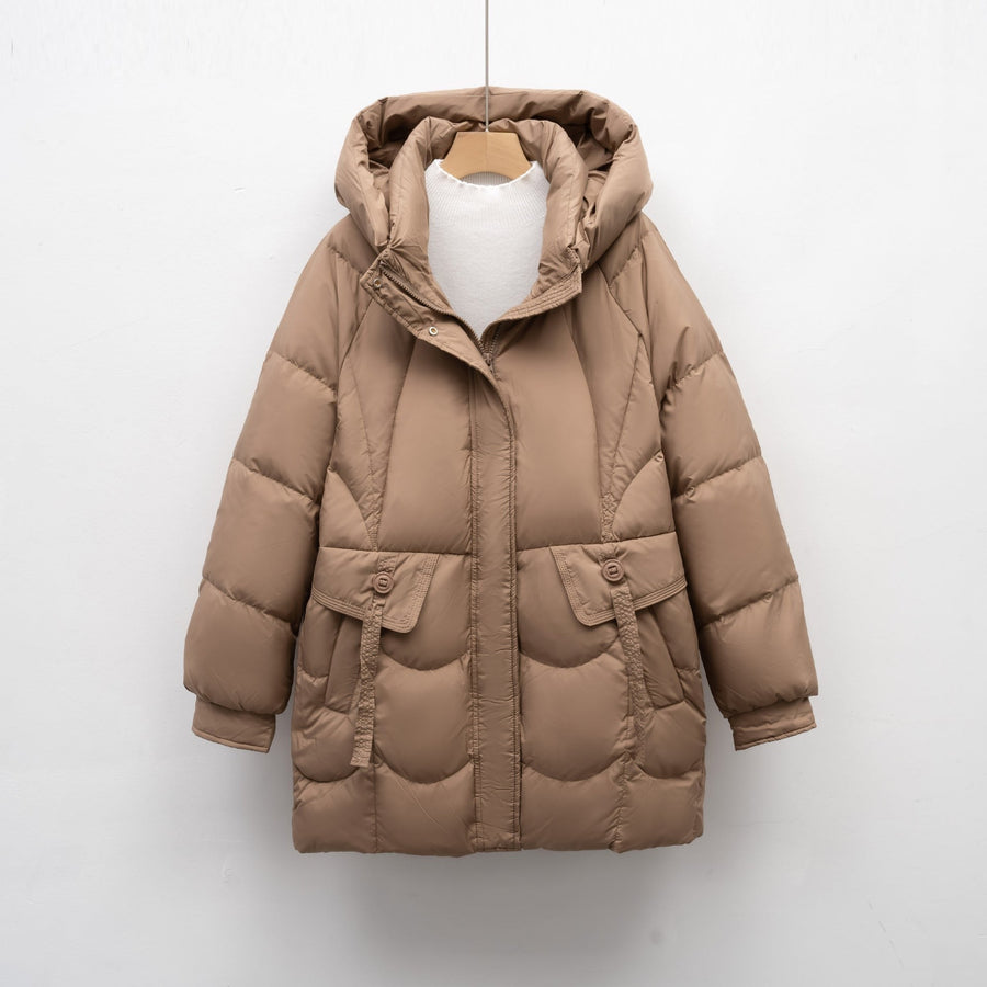 Saar Comfortable Quilted Jacket with Hood in Brown