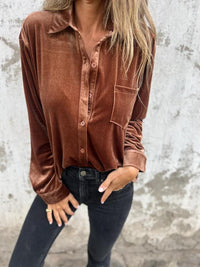 Saar Elegant Velvet Blouse in Brown