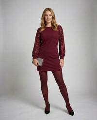 Sabine Casual Dress in Wine Red