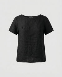 Sabine Casual Linen Top in Black