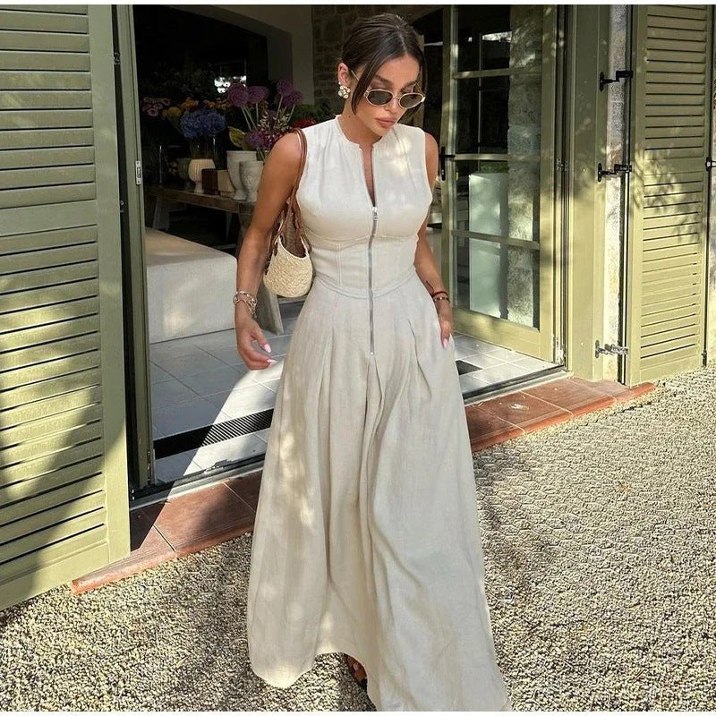 Sabine Elegant Dress with Zip Front